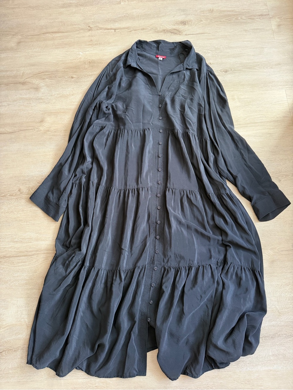 JOHNNY WAS Tiered Wanderer Dress Long Sleeve button up 100% silk XL - Picture 3 of 8